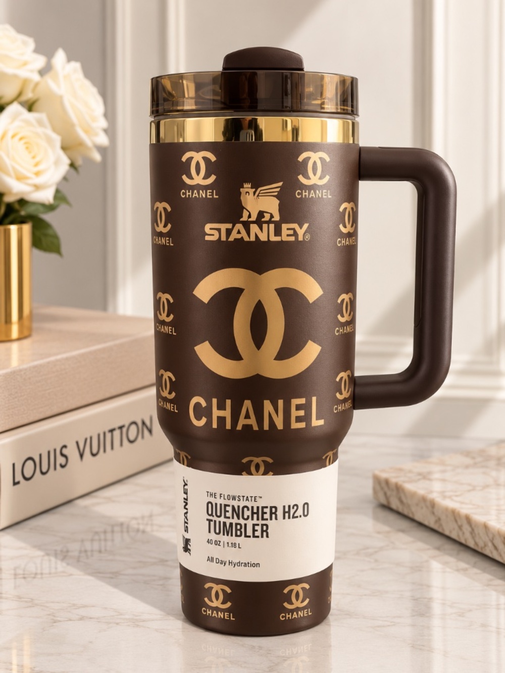 Stanley Chocolate Brown Gold 40 OZ Quencher Tumbler New